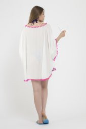 Yakası ve eteği Ponponlu Pareo - 2