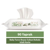 Baby Turco Beyaz Sabun Kokulu Islak Havlu (18*90) 1620 Yaprak - 1