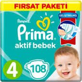 Prima Bebek Bezi 4 Beden Fırsat Paketi 7-14 Kg (2*54) 108 Adet - 1
