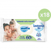 Molfix İzotonik Sulu Islak Mendil Ferah Temizlik 60lı 18*60 1080 Yaprak - 1
