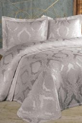 Şulem Jakarlı Şönil Tek Kişilik 2 Parça Yatak Örtüsü Gri thumbnail 2