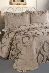 Şulem Jakarlı Şönil Tek Kişilik 2 Parça Yatak Örtüsü Cappucino thumbnail 2