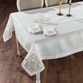 Schafer Linda Masa Örtüsü Seti 14 Parça Ekru - 2