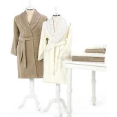 Özdilek SS Bony Şalyaka Bornoz Krem-Kahve L thumbnail 1