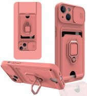 Apple iPhone 13 Kılıf Kartlıklı Kamera Korumalı Standlı Manyetik Kapak - 7