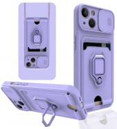 Apple iPhone 13 Kılıf Kartlıklı Kamera Korumalı Standlı Manyetik Kapak - 8