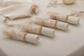 Finezza Perla Güpürlü Keten Bej Sofra Takımı 8 kişilik 160x230 cm 17 Prç. - 1160 - 3