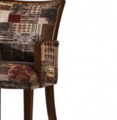 Sandalye Zus168 Küt Ayak Model Kayın Retro İskelet Ceviz Renk Desenli Şönil Kumaş El Yapım - 6