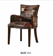 Sandalye Zus168 Küt Ayak Model Kayın Retro İskelet Ceviz Renk Desenli Şönil Kumaş El Yapım - 7
