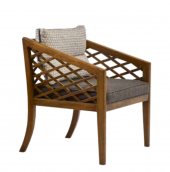 Sandalye Zus157 Hazeran Model Tam Kolçak Ahşap İskelet Parlak Ceviz Boya Şönil Kumaş El Yapım - 1