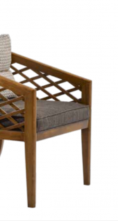 Sandalye Zus157 Hazeran Model Tam Kolçak Ahşap İskelet Parlak Ceviz Boya Şönil Kumaş El Yapım - 3