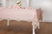 Finezza Anka Güpürlü Keten Pudra Sofra Takımı 8 kişilik 160x230 cm 17Prç. - 1165 - 4