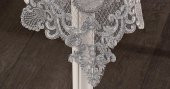 Finezza Asya Lüx Dantelli Simli Keten Kumaş Krem Masa Örtüsü 160x230 cm - 1168 - 5