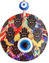 12 Santimetre Füzyon Cam El İşçiliği İle Üretilmiş Nazar Boncuklu Duvar Süsü thumbnail 1