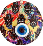 12 Santimetre Füzyon Cam El İşçiliği İle Üretilmiş Nazar Boncuklu Duvar Süsü thumbnail 2