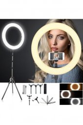 Büyük Boy Ring Light Youtuber Makyaj Güzellik 6500k 65w Kuaför Kit Kumandalı 21 İnç Işık Kaynağı - 1