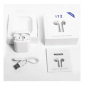 I12 Uyumlu Şarj Üniteli Bluetooth Kulaklık BEYAZ - 1