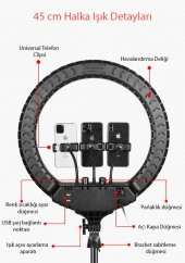 Youtuber Video Çekim Işığı Ring Light 45cm Tiktok Led Çantalı Ve Kumandalı Makyaj Güzellik 18inç - 4