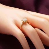 Hanımeli 14 Ayar Tektaş Altın Yüzük thumbnail 2