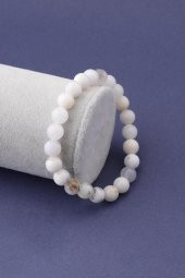Süt Opal Doğal Taş Bileklik 8 mm Küre Kesim - 1