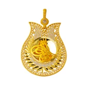 Lale Çerçeve Tuğralı Altın Kolye Ucu - 1