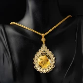 Damla Çerçeve Tuğralı Altın Kolye thumbnail 2