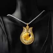 Lale Çerçeve Tuğralı Altın Kolye Ucu - 2