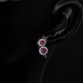 Pembe Taşlı Rose Altın Küpe - 2