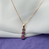 Pembe Taşlı 2li Rose Altın Set - 3