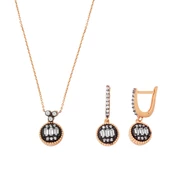 Kolye & Küpe Rose Altın Set - 1