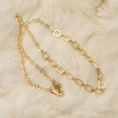 Kare Halkalar Altın Zincir Kolye - 3