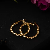 Burgu 2,2 cm. Çaplı 22 Ayar Halka Küpe - 4