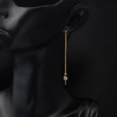 Kedi Gözü Taşlı 14 Ayar Altın Zincir Küpe thumbnail 2