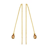 Kedi Gözü Taşlı 14 Ayar Altın Zincir Küpe thumbnail 1