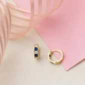 Lacivert Taşlı Altın Halka Bebek Küpesi thumbnail 3