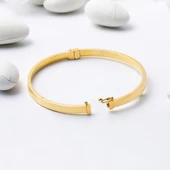 Vidalı Taşsız Kelepçe Altın Bilezik thumbnail 3