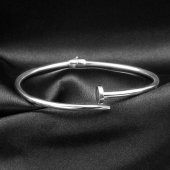 Çivi 14 Ayar Beyaz Altın Bilezik thumbnail 4