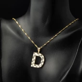 D Harfi 3 Boyutlu Altın Kolye - 2