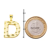 D Harfi 3 Boyutlu Altın Kolye - 6