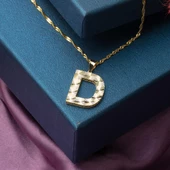 D Harfi 3 Boyutlu Altın Kolye - 4