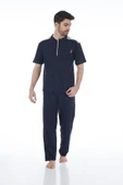 Estiva 22261 Erkek Penye Apolet Desenli Kısa Kollu Pijama Takımı - 1