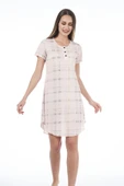 Estiva 22231 Kadın Kare Desenli Kısa Kollu Viskon Günlük Elbise - 2