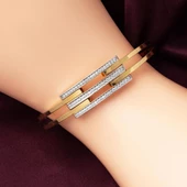 Taşlı Altın Üçlü Kaburga Bilezik thumbnail 2