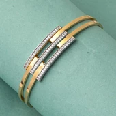 Taşlı Altın Üçlü Kaburga Bilezik thumbnail 3