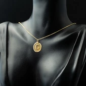 C Harfi Oval Altın Kolye - 4