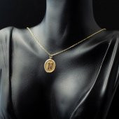 N Harfi Oval Altın Kolye thumbnail 4