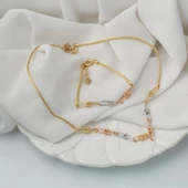 Kolye & Bileklik Ataç Zincir Altın Set - 4