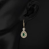 Yeşil Damla Taşlı Altın Küpe thumbnail 2