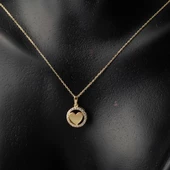 Aşk Çemberi İçinde Kalpli Altın Kolye thumbnail 2