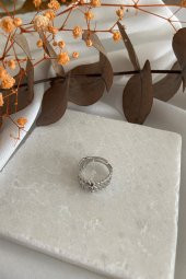 Zincir Desen Üzeri Baget Taşlı Yüzük - 7